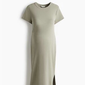 H&M Olive Ribbed Maturity Side Slit
